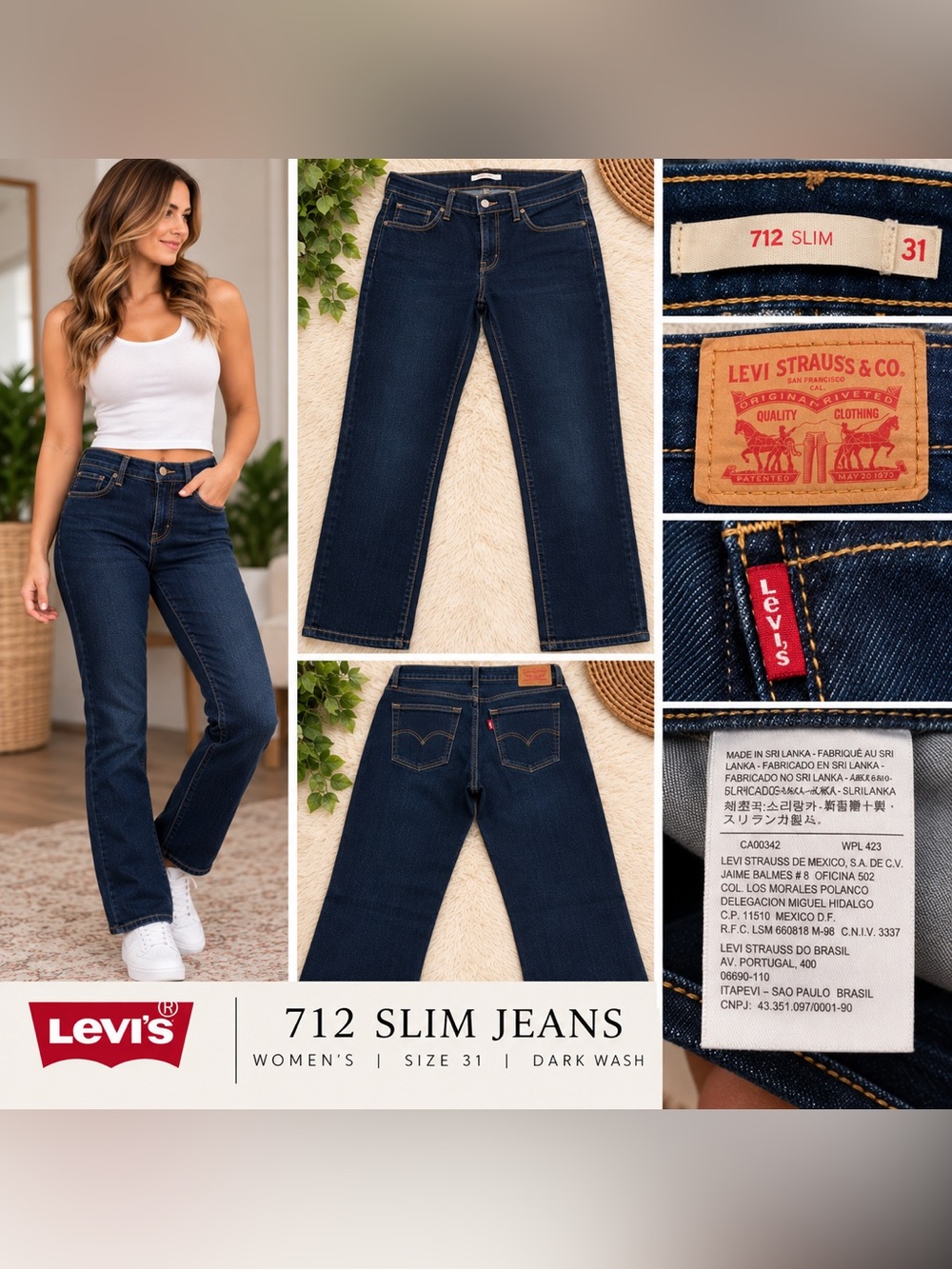Levi’s 712 Slim Jeans Women’s. W31 X L30. Dark Wash Denim. Y2K inspired